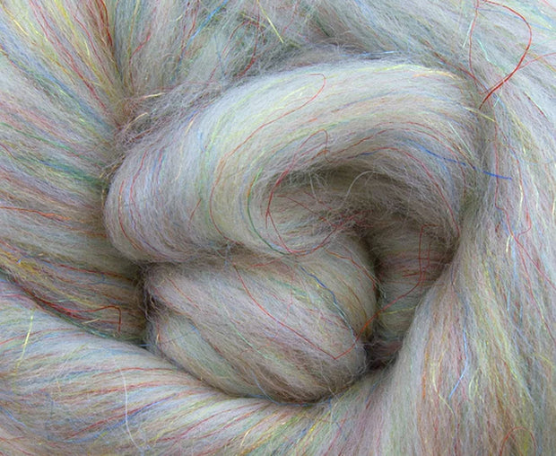 Merino Wool Blend Roving by the Ounce - Glitzy Lightning